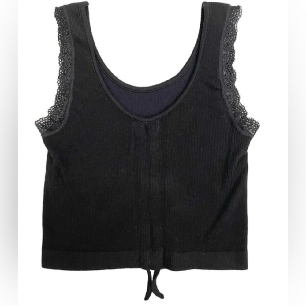 Suzette collection Tank Ribbed Lace Ruching Crop
